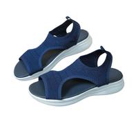 Sandali estivi ortopedici da donna, con punta aperta, scarpe leggere, comodi sandalo traspirante a maglia, scarpe da donna con zeppe, sandali da passeggio per esterno spiaggia, blu, 42 EU