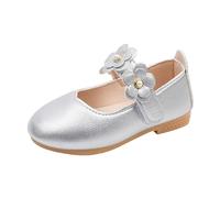 Sandali Estivi per Bambine con Perle Nastro e Scarpe Casuali Leggere con Suola Piatta e Chiusura a Ideali per Gioco e Tempo Libero (Silver, 34 Big Kids)