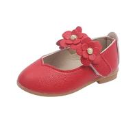 Sandali Estivi per Bambine con Perle Nastro e Scarpe Casuali Leggere con Suola Piatta e Chiusura a Ideali per Gioco e Tempo Libero (Red, 26 Toddler)