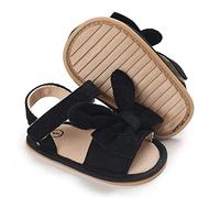 Sandali estivi per neonata Scarpe da presepe con fiocco suola morbida per neonate ragazze principessa abito appartamenti scarpe primo camminatore, C747 Nero, Infant:3-6 M,11cm