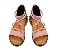 Sandali estivi per ragazze e ragazzi, sandali estivi boho, sandali romani, sandali piatti, con cinghie, per il tempo libero, comodi sandali da esterno per l'estate e la spiaggia, Colore: rosa., 31 EU