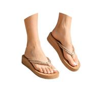Sandali Estivi Perfetti per la Spiaggia con Cinturino in Perla tra Le Dita e Abbigliamento Casual per Esterni. (Brown, 39)