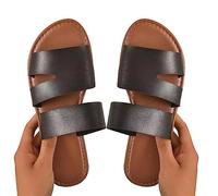 Sandali estivi piatti - Sandali estivi piatti da donna - Scarpe estive aperte con dita aperte per il libero di grandi dimensioni per andare a il bagno, lo shopping il fuoco