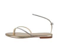 Sandali Estivi Scarpe Donna Estive Eleganti Pantofole da donna Summer New Pattern Strass Shiny Fashion Fondo piatto Comode infradito da spiaggia antiscivolo Sandali Pelle Estive (Gold 42)