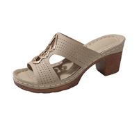 Sandali estivi spessi da donna scarpe da sera da sposa punta aperta sandali per camminare a lungo senza fatica Sandalo donna minimalista in vera pelle senza cuciture per piede sensibile, beige, 38.5