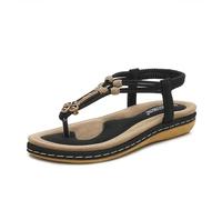 Sandali for donna, sandali da donna con suola spessa e taglie forti, scarpe romane(Black,44 EU)