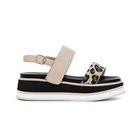 Sandali frate con Tessuto Stampa Animalier Marrone 36
