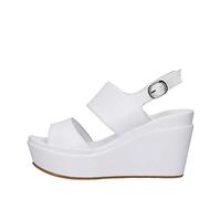 Sandali frate in pelle con fondo in zeppa Bianco 360