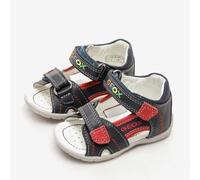 Sandali Geox Kaytan doppio strappo pelle blu e rosso