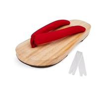 Sandali Geta tradizionali giapponesi, pantofole legno rosso, 44 EU