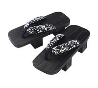 Sandali Giapponesi In Legno Per Interni Ed Esterni Sandali Tradizionali Con Zeppa Alta Suola Antiscivolo Pantofole Giapponesi Geta Zoccoli In Legno Scarpe Da Uomo(Black,EUR39-40)