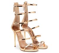 Sandali Gladiator da Donna con Tacco Alto e Fasce Multiple Color Oro Scarpe Eleganti con Punta Tonda Aperta Tacco a Stiletto e Cerniera Posteriore Per Feste e Matrimoni,D'oro,43 EU