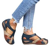 Sandali Gladiatore con Plateau da Donna Sandali da Donna retrò con Zeppa Scarpe Casual retrò Estiva Scarpe Sportive da Spiaggia All'aperto,Blu,US6/EU37