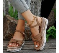 Sandali gladiatori con zeppa e piattaforma da donna, con decorazioni borchiate, cinturino alla caviglia, punta aperta, scarpe casual ed eleganti estive, elementi essenziali per i viaggi US10,US11,US6,
