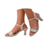 Sandali grossi da donna con glitter, sandali estivi alla moda con cinturino comodo casual con fibbia con tacco infradito zoccolo sera estate, Oro, 38 EU