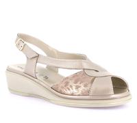 Sandali Grunland ELOI SA1951 pelle beige zeppa 4,5 cm Made in Italy