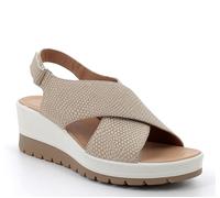 Sandali Igi&co 7664722 pelle beige e platino zeppa 5,5 cm Made in Italy