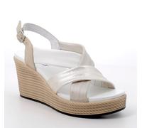 Sandali Igi&co 7671133 pelle bianca e oro zeppa 7 cm Made in Italy SCONTO