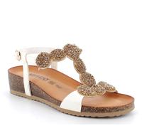 Sandali Igi&co 7698111 pelle bianca e oro zeppa 4 cm Made in Italy