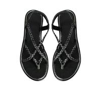 Sandali impreziositi per le donne taglia 11 donna clip toe scarpe romane piatte estate moda donna sandali sandali donna sandali marrone chiaro, Nero , 7 UK 3X-Narrow