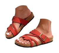 Sandali in Offerta da donna, comodi sandali estivi per le vacanze con plantare morbido e supporto per l'arco plantare, cinturino regolabile, piatti casual. (Red, 39)