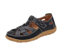 Sandali in pelle a punta chiusa per le donne UK Casual Hollow Out Estate Signore Outdoor Walking Sandali Scarpe Cinturino alla Caviglia Sliders Slingback Pantofole Moda Vacanza Spiaggia Facile Fissare