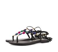 Sandali in Pelle con Dettagli di Perline Multicolore per Donna escles