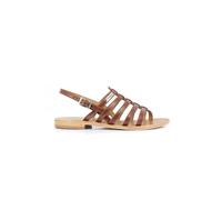 Sandali in pelle con tacco piatto Marrone 35
