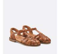 Sandali in pelle con tacco piatto Marrone 37