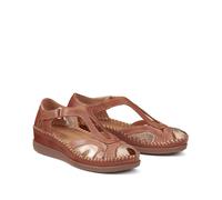 Sandali in pelle, con zeppa Marrone 38
