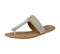 Sandali In Pelle Da Donna Spot On Con Perline E Cinturino Tra Le Dita