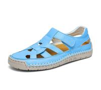 Sandali in pelle da uomo e donna, morbidi, da basket, estivi, con spalline intrecciate, con scollo a nudo piedi, antiscivolo, sandalo leggero con suola piatta - spiaggia, camminata, corsa, sport
