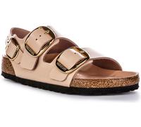 Sandali In Pelle Milano Con Fibbia Birkenstock Da Donna In Beige UK 3 - 8