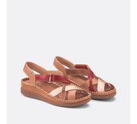 Sandali in pelle tacco con zeppa Marrone 38