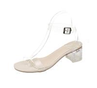 Sandali in PVC con punta aperta in cristallo tacchi alti da donna sandali con tacco trasparente da donna pompe con fibbia