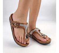 Sandali infradito con fibbia taglie comode e larghe per donne, casual da indossare dentro e fuori, con strass e glitter, multicolore US10,US11,US6,US7,US8,US9Colore unicoTessuto