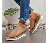 Sandali infradito con zeppa e platform in corda, con punta aperta, trasparenti, sandali infradito casual e traspiranti, ciabatte da spiaggia leggere EUR36,EUR37,EUR38,EUR39,EUR40,EUR41,EUR42,EUR43Nata