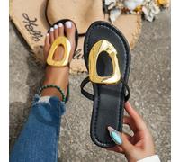 Sandali infradito da donna con fibbia decorativa a forma di cerchio in oro, design traforato, modello comodo e leggero, adatti allo stile estivo e vacanziero EUR36,EUR37,EUR38,EUR39,EUR40,EUR41,EUR42,