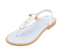 Sandali infradito da donna con perline e cinturino a T, comode e casual, scarpe da spiaggia per le vacanze. Scarpe da donna Pisa, sandali aperti alla caviglia, espadrillas con zeppa, estivi, grigio