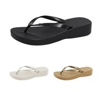 Sandali infradito da donna con zeppa, infradito da spiaggia, infradito da donna, infradito con plantare testurizzato, comode infradito in tinta unita per piscina, vacanze estive al mare e