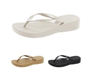 Sandali infradito da donna con zeppa, infradito da spiaggia, infradito da donna, infradito con plantare testurizzato, comode infradito in tinta unita per piscina, vacanze estive al mare e