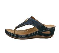 Sandali infradito da donna con zeppa ritagliata al laser, punta aperta, comodi, con plateau, per estate, spiaggia, vacanze, abbigliamento casual quotidiano, Marina Militare, 37 EU