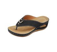 Sandali infradito da donna, pantofole estive, comode e larghe, alla moda, bohémien, con supporto per arco plantare, traspiranti, antiscivolo, stile casual, con clip, Nero , 39 2/3 EU