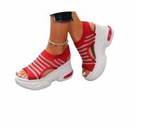 Sandali intrecciati comodi per l'estate, scarpe da spiaggia leggere con suola spessa per un uso quotidiano casual, facili da indossare, comode e traspiranti, con supporto. (Red, 36)