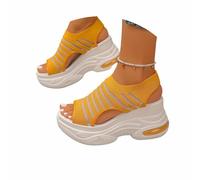 Sandali intrecciati comodi per l'estate, scarpe da spiaggia leggere con suola spessa per un uso quotidiano casual, facili da indossare, comode e traspiranti, con supporto. (Yellow, 40)