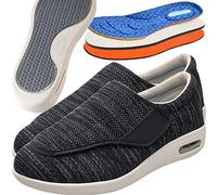 Sandali Larghi Comodi Scarpe Ginnastica Ortopediche Scarpe da Artrite Gonfia Edema Scarpe da Riabilitazione Extra Larghe e Leggere Traspiranti per i Piedi gonfi e Anziani,Black Grey,38 EU