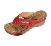 Sandali larghi da donna commercio estero taglie forti arrivi estivi commercio estero infradito stile casual sandali da spiaggia stile europeo infradito cool, Rosso, 39.5 EU