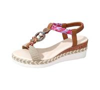 Sandali larghi da donna, eleganti, stile bohémien, con punta aperta e suola leggera, comodi per piedi larghi, suola antiscivolo per la sicurezza, scarpe estive, 01 marrone, 36 EU