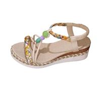 Sandali larghi da donna, eleganti, stile bohémien, con punta aperta e suola leggera, comodi per piedi larghi, suola antiscivolo per la sicurezza, scarpe estive, 04 verde chiaro, 38 EU