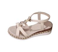 Sandali larghi da donna, eleganti, stile bohémien, con punta aperta e suola leggera, comodi per piedi larghi, suola antiscivolo per la sicurezza, scarpe estive, 03 kaki., 43 EU